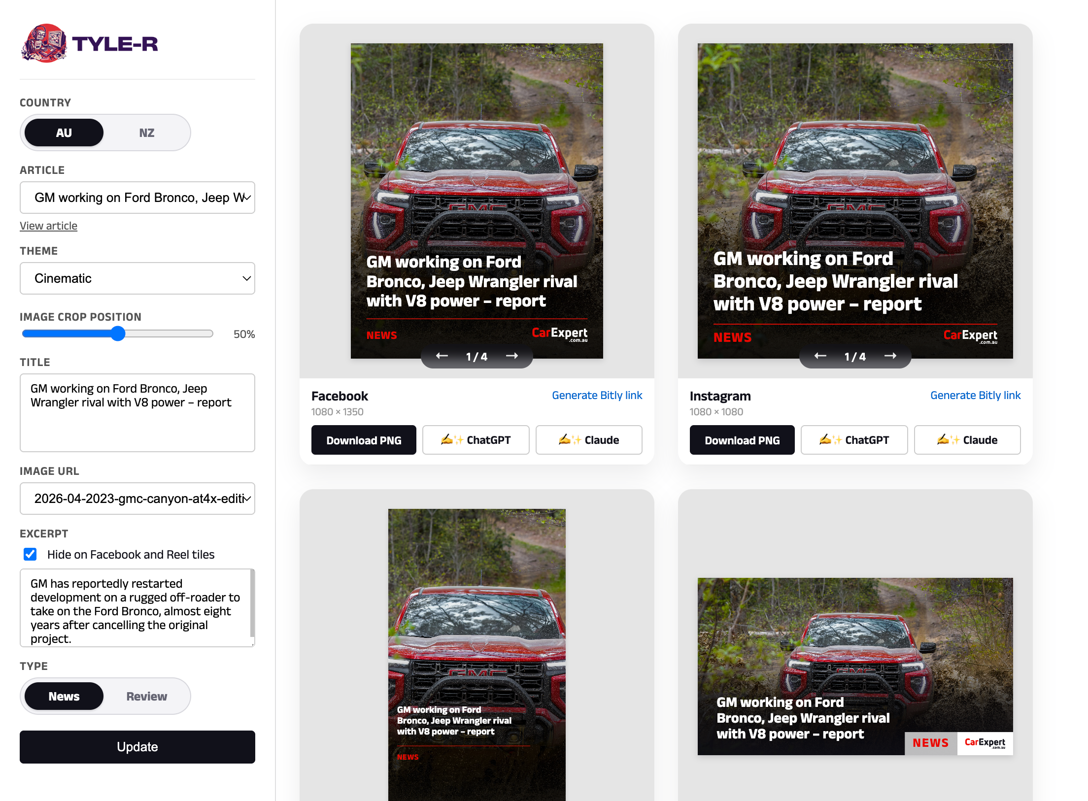 Tyle-R: CarExpert's social tile bot