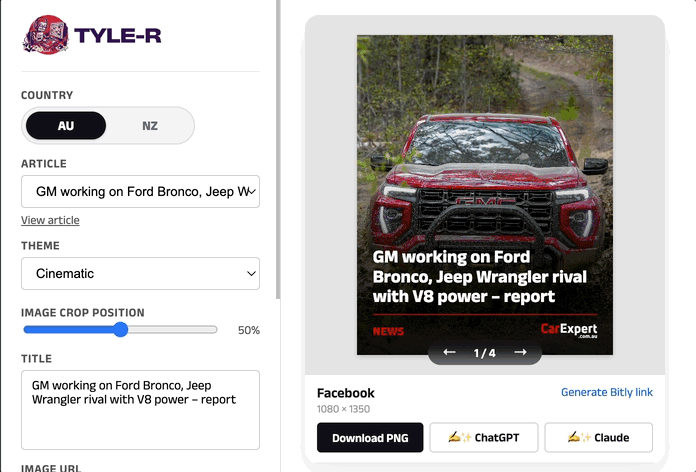 Crop slider in action